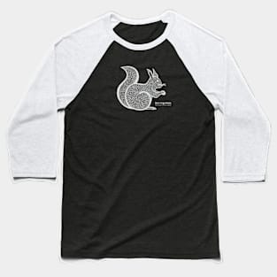 Red Squirrel with Common and Scientific Names on blue Baseball T-Shirt